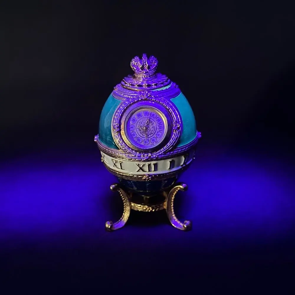 Joan Rivers Imperial Treasures Timepiece Clock Green Egg Enamel 3